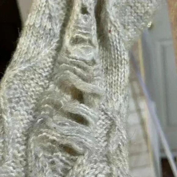 Forever21 Knit Distressed Turtleneck Womens Sweater Dress Sweater M Oatmeal 0017 - Picture 4 of 11